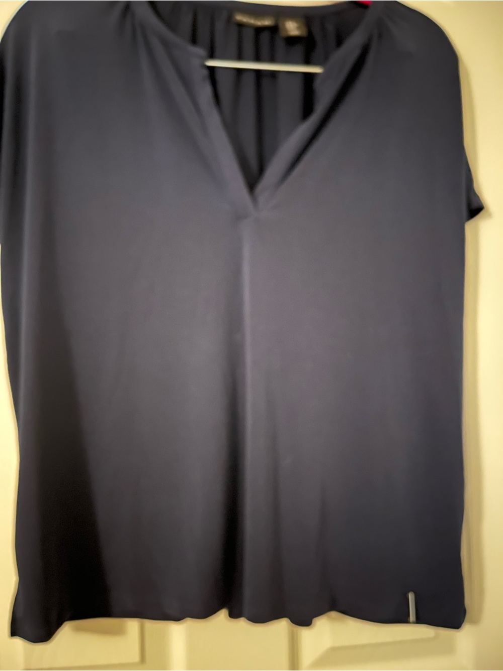 Tahari Navy V-Neck Short-Sleeve Tunic
